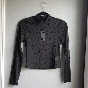 Sheer Mock Neck